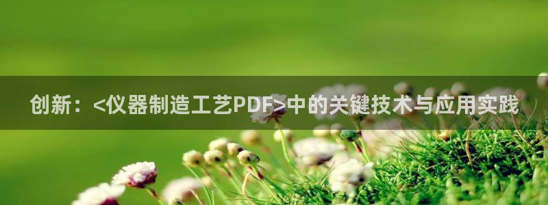 cq9电子免费游戏试玩：创新：<仪器制造工艺PDF>中的关键